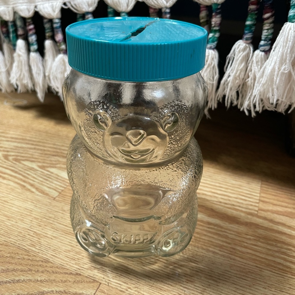 Vintage Skippy Bear Glass Container